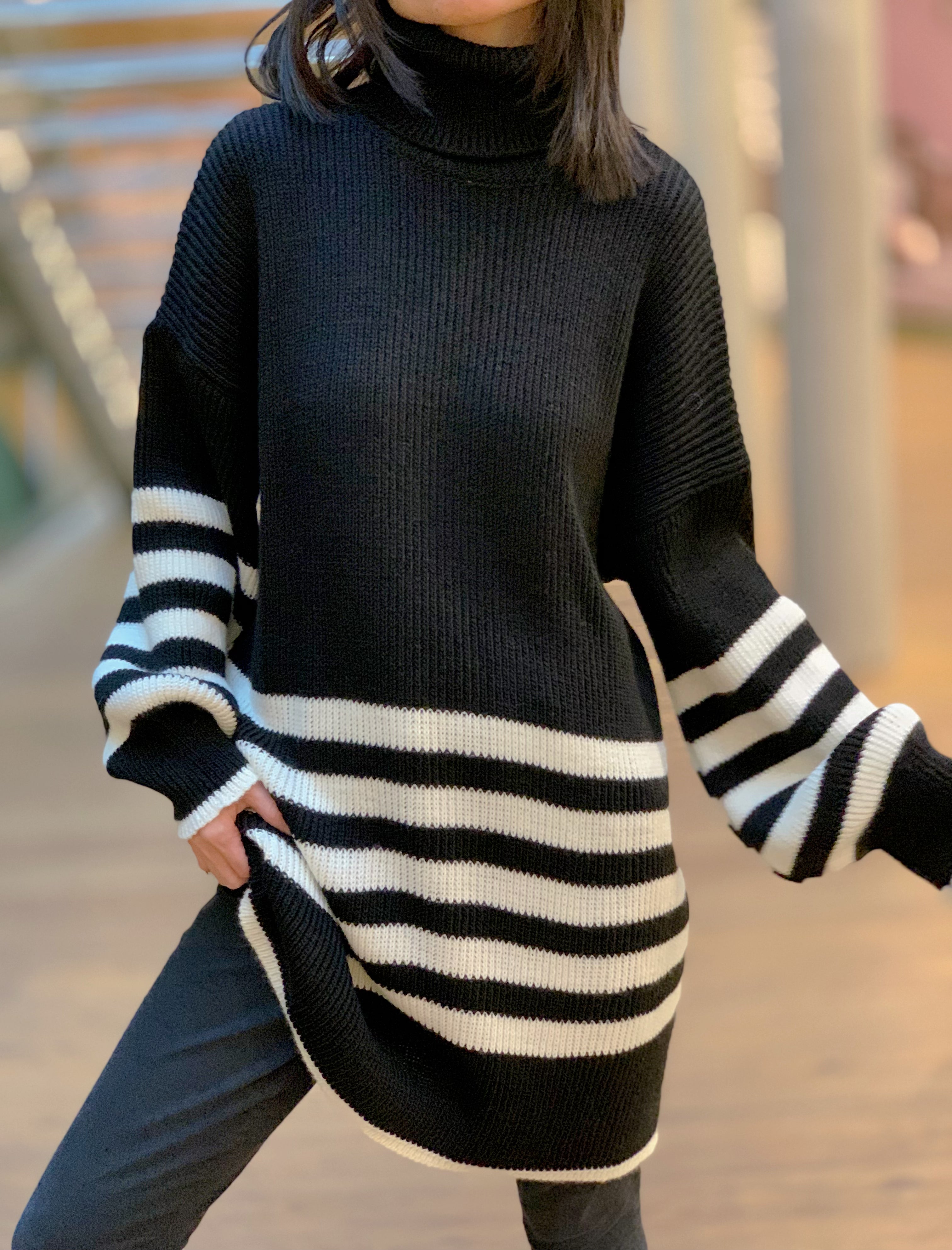 Langer gestreifter pullover Clearance